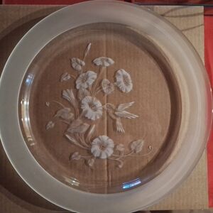 Avon Hummingbird Crystal Platter